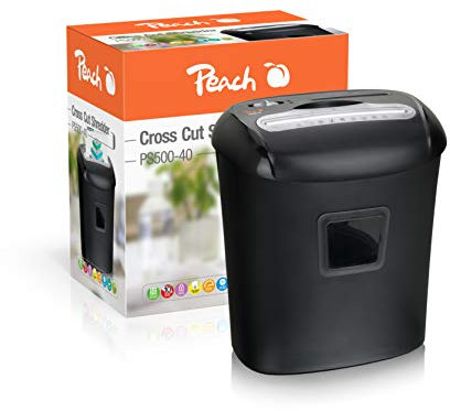 Peach PS500-40 Partikelschnitt Aktenvernichter, 10 Blatt, 21 Liter, 5 x 16 mm Partikel (P-4), Papier, CDs, Kreditkarten, leistungsfähiger Partner, DSGVO 2018, Sicherheitsstufe 4