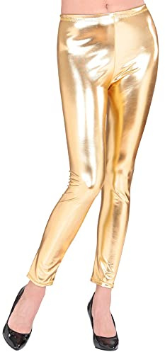 W WIDMANN MILANO Party Fashion - Metallic Leggings Damen, Glanz Hose für Festivals, Karneval, Mottoparty
