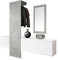 Vladon Garderobe Wandgarderobe Carlton Set 1, Made in Germany, Korpus in Weiß matt/Paneel und Spiegel in Beton Oxid Optik