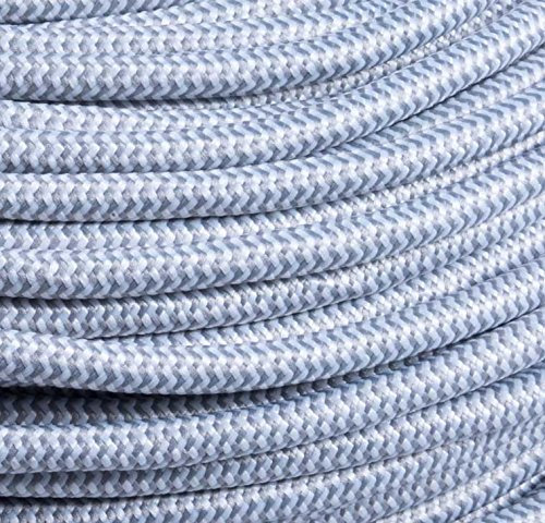 Textilkabel Stoffkabel Lampenkabel stoffummanteltes Kabel (4 Adern a 0,75mm², weiss silber gezackt)