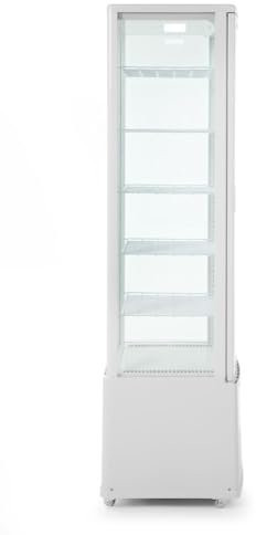 HENDI Kühlvitrine, Aufsatz, Kuchenvitrine, 2/8˚C, automatischer Abtauung, Inklusive 5 höhenverstellbare Regalböden, LED Innenbeleuchtung Oben, 270L, 230V, 290W, 556x526x(H) 1913mm, Weiß