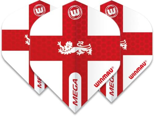 WINMAU Mega Standard England Dart Flüge - 1 Satz pro Packung (insgesamt 3 Flüge)