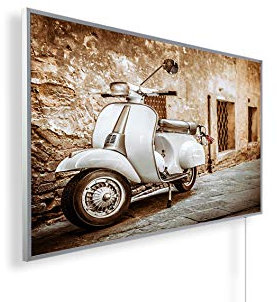 Könighaus 1000W Infrarotheizung mit Bild in HD Qualität - Energiesparend - TÜV SÜD + 5 Jahre Garantie - Doppelter Überhitzungsschutz - Infrarot Wandheizung - Motiv: 160. Vespa Weiß