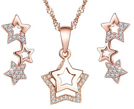 Star Climber Earrings Star Necklace Jewellery Sets for Women 925 Sterling Silver Jewellery Rose Gold
