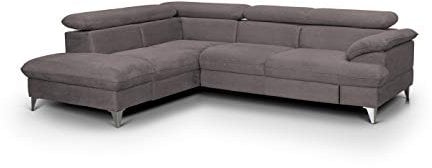 Mivano Schlafsofa David / Moderne Eckcouch mit verstellbaren Kopfstützen, Schlaffunktion und Stauraum / 256 x 71 x 208 / Mikrofaser-Bezug, Hellbraun