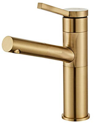 Waschtischarmaturen YHSGY Ziehen Sie Bad Waschbecken Wasserhahn Gebürstet Gold Waschbecken Wasserhahn Einzigen Handgriff Heißes Und Kaltes Wasser Kran Schiff Waschbecken Mischbatterie