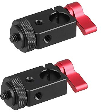 CAMVATE 15mm Single Rod Clamp Adapter mit roter Rändelschraube Verriegelungsknopf (2 Stück)