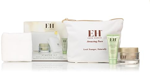 Emma Hardie Starter Kit: Travel Size 50ml Moringa Cleansing Balm, Travel Size 15ml Midas Touch Revitalising Cream & Professional Cleansing Cloth, Packed in a Cosmetic Bag, Natural & Cruelty Free