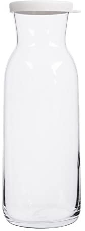 LAV 1x White Lid 1.2L Fonte Glass Carafe - Water Wine Juice Fridge Storage Pitcher Jug Set | Bedside Laundry Dispenser Bottle Jar