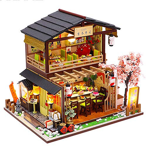 Miniature avec des Meubles de Maison de poupée, kit DIY Dollhouse en Bois Ainsi Que la poussière et, 1:24 Salle créative pour l'idée Cadeau Saint Valentin