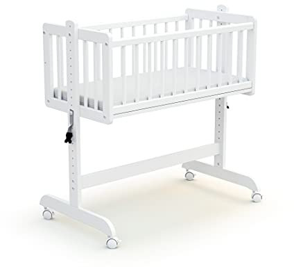 AT4 - Cuna colecho bebé evolutiva ESSENTIEL madera - Blanco - 40 x 80-88 x 52 x 90 cm