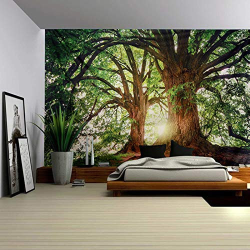 ENJOHOS Forest Tapestry Nature Tree Tapestry, Extra Large Oversized Wall Hanging, Bedroom Living Room Backdrop, Indoor Outdoor Decoration Home Decor (90 L x 71 W, Dark Green)