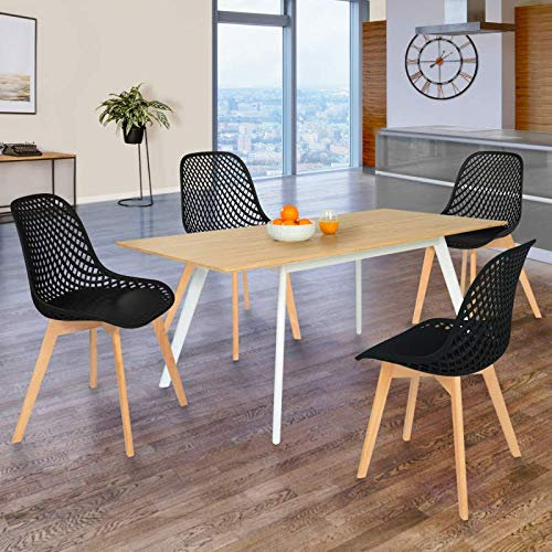 IDMarket - Lot de 4 chaises Mandy Noires pour Salle à Manger