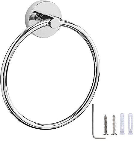 Handtuchring Edelstahl Runder Handtuchringe Wandmontierter Handtuchhalter für Küchen und Badezimmer mit Befestigungszubehör (Silber)