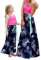 Yming Frauen Familiekleid Casual Sommerkleid Ärmellos Kleid Rundhals Sommerkleid Rose Blumen L