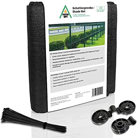 CoverUp! Sichtschutz Zaun 1,8 x 10 m schwarz [160 g/m²] ideal für Zäune und Balkongeländer - hochwertiger Zaun Sichtschutz inkl. 50 Kabelbinder und 20 Clips