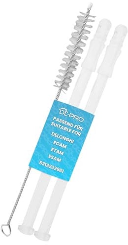 DL-pro 2x Milchansaugrohr 15,6cm transparent für DeLonghi ECAM ETAM ESAM 5313232961 Milchrohr Milchschlauch für LatteCrema Milk System Kaffeemaschine Kaffeeautomat + Reinigungsbürste