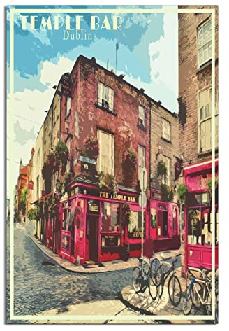 ZSEFV Dublin Temple Bar Irland Vintage Reise Poster Dekorative Poster Modern Bedroom Canvas Art Poster Bild Malerei Poster Wanddekoration Kunst Geschenk