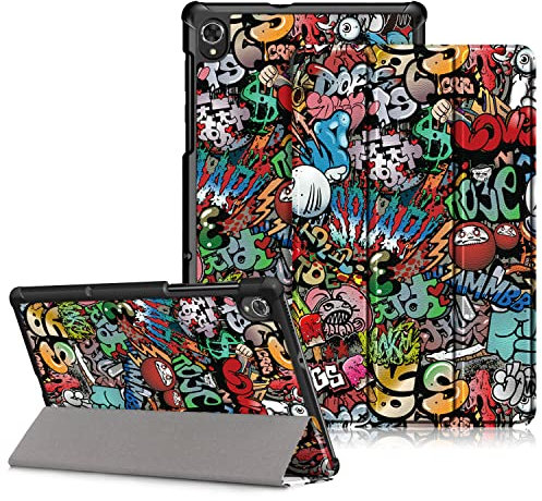 DINGGUAGUA Funda para Lenovo Tab M10 FHD Plus 10.3 Pulgada 2020 /Tab K10 TB-X6C6 10.3 2021,Ultra Delgado PU Carcasa con Función de Soporte y Auto Estela/Sueño,Grafiti