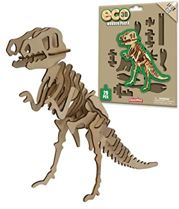 Eco 3D Holzpuzzle - T-Rex von Deluxebase. Kreatives pädagogisches 3D-Skulpturenpuzzle aus Holz für Kinder -recyceltes nachhaltiges Holz