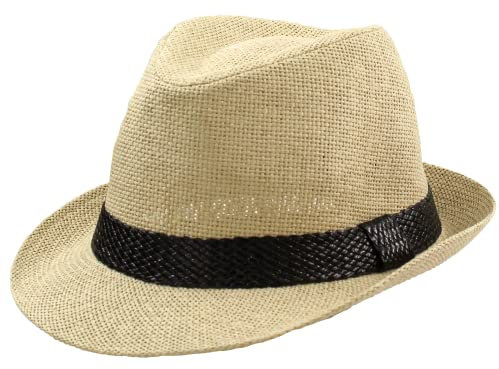 Sombrero Paja de Papel Hombre Mujer Gorra Panamá Verano Playa de ala Corta Moda Unisex 57/58CM (58, Beige)