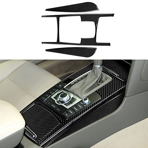 OYDDL 3PCS Auto Aufkleber Zentralsteuerung Schalttafel Trim Cover Carbon Fiber Abziehbilder Kompatibel mit Audi A6 4F C6 S6 2005 2006 2007 2008 2009 2010 2011 Zubehör