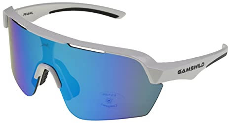 Gamswild WS7138 Sonnenbrille Einscheibenmodell Sportbrille Fahrradbrille Skibrille Damen Herren Unisex | weiß | pink | beere | blau | schwarz | mintgrün, Farbe: Weiß_cat3