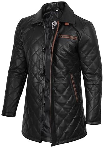 Decrum Leather Coats for Men Real Lambskin Casual Car coat Style Leather Jacket Men