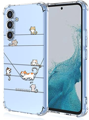 XINYEXIN Handyhülle für Samsung Galaxy A34 5G Hülle Süße Katze Cartoon Muster Design Mode Ultra Dünn Transparent Schutzhülle Stoßfest TPU Bumper Clear Case - Kitten