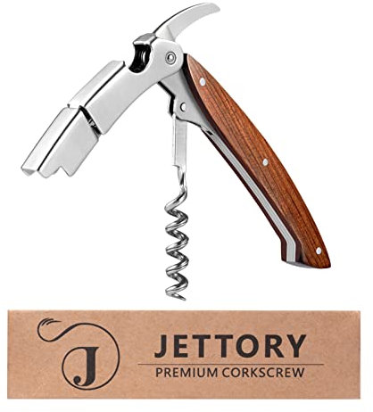 Jettory Tire-bouchon | limonadier professionnel de sommelier avec découpe-capsule, decapsuleur et double charnière pour bouteilles de vin | ouvre bouteille en acier inoxydable.