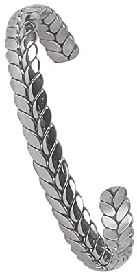 Manfnee Argent Bracelet Jonc Blé Acier inoxydable Manchette ouverte Femme Homme Bijoux Cadeau Fête