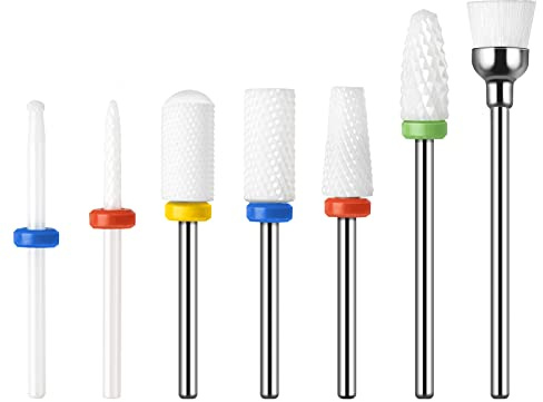 Madenia Nagelfräser Bits, 7 Stück Keramik Nagelfräser Aufsätze für Nagel Gel, Acryl Nagel, Maniküre Pediküre, Home Verwenden