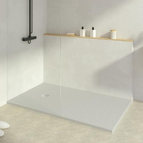 KOES - Plato de Ducha de Resina Modelo INDO – 120x130 – Azul bruma RAL 7035