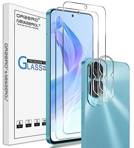 NEWZEROL 4 Pièces Verre Trempé Compatible pour Honor 90 Lite, 2 Pièces Protection D'écran + 2 Pièces Protection D'appareil Photo, Film de Protection Anti-Rayures Haute Définition sans Bulles 9H