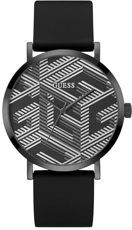 Guess Men's 44.0mm Watch - Black Strap Grey Dial Gold Tone Case