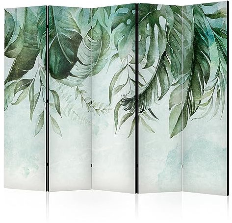 murando Raumteiler Natur Foto Paravent 225x172 cm beidseitig auf Vlies-Leinwand Bedruckt Trennwand Spanische Wand Sichtschutz Raumtrenner Design grüne Blätter Botanik b-C-0782-z-a