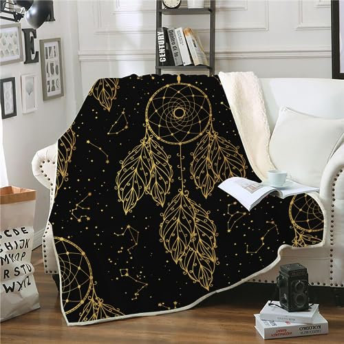 WIKINGER Kuscheldecke Sherpa Decke 150x200 cm Mikrofaser Super Weich und Warme Winter Blanket 3D Viking Traumfänger Wohndecke Fleecedecke Flauschige Sofadecke für Sofaüberwurf Tagesdecke