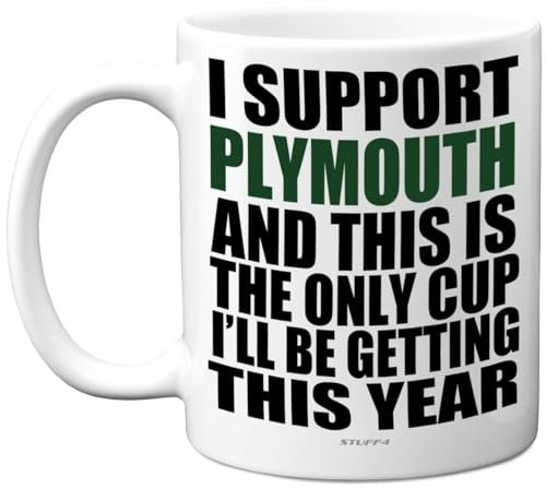 Funny Football Mug Gift for Plymouth Fans - Footy Only Cup - Joke Xmas Birthday Mugs Present Gifts for Son Dad Brother Uncle Colleague Friend Cousin, 11oz Ceramic Dishwasher Safe Coffee Tea Cup