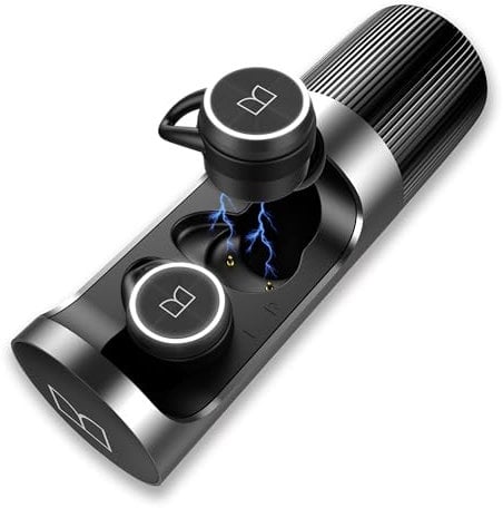 Monster Clarity 101 AirLinks Wireless Earbuds, Bluetooth 5.0 in-Ear Headphones with Charging Case, Stereo Earphones Deep Bass Sound, IPX5 Waterproof, Built-in Mic, Clear Call, Secure Fit for Sports