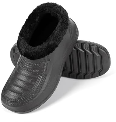 HEYO Gummistiefel Unisex gefüttert Clogs Damen Herren Winterstiefel Leicht EVA Gartenschuhe (Schwarz, EU Schuhgrößensystem, Erwachsene, Numerisch, M, 44)