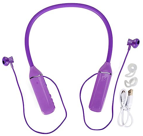 Gavigain Wireless Bluetooth Neckband Headphones, Magnetic Earbuds Headset with LED Power Display Memory Card Playback Waterproof Neckband Headphone with Light Up Backlight(Purple)