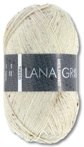 Frida's Wollhaus Lana Grossa 100 g Meilenweit 100 Tweed Sockenwolle Stricken Garn 20 Farben (106 | Natur meliert)