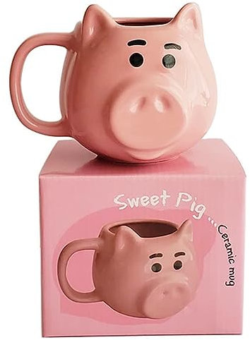 Taza de café de cerámica con forma de cerdo, taza de café de porcelana china con forma de animal de 18 onzas, tazas de cerdito rosa 3D, taza de café, té, leche, regalos para mujeres, amigos, niños,