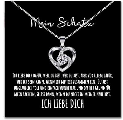 An meinen Schatz Kette mit Karte Herzkette mit LED Box und Spruch Halskette Damen Jahrestag Geschenk für Sie Frau Partnerin Freundin Verlobte Geburtstag Weihnachten (LED Box - Herz V2)
