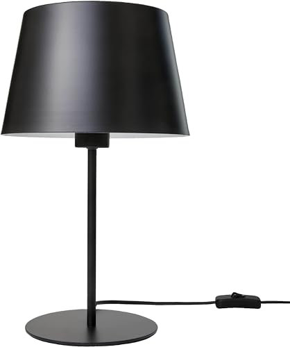 Northpoint LED Design Tischleuchte aus Metall warmweißes Licht Schnurschalter inklusive energieeffizientes E27 LED Leuchtmittel Matt schwarz Klassik