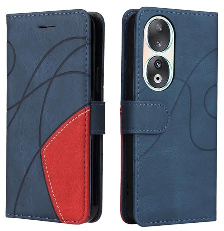Wuhaizher Honor X7B/Honor 90 Smart Case Geometric, Shockproof Wallet Case PU Leather with Card Slots Folding Stand Magnetic Scratchproof Flip Cover for Honor X7B/Honor 90 Smart Phone Cases, Blue