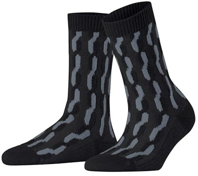 FALKE Damen Socken Tress Lock W So Wolle Kaschmir gemustert 1 Paar, Schwarz Black 3000, 39-42