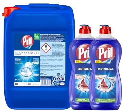 PRIL-Set 1x Professional Handgeschirrspülmittel Original (1x 10l) & 2x Original Original (2x 675ml), Handgeschirrspülmittel-Set mit höchster Fettlösekraft, für sauberes Geschirr
