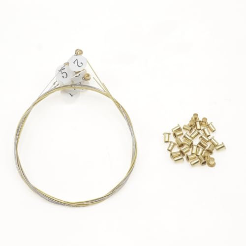 CashBeat Kit de remplacement de cordes de lyre pour harpe, 7 cordes, avec 30 rivets creux en laiton doré, parfait pour l'entretien et la réparation de la harpe lyre