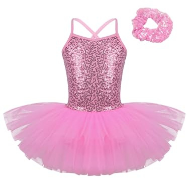 YiZYiF Enfant Fille Justaucorps Gymnastique Danse Classique Robe Danse Ballet Latine Jazz Tutu Robe Patinage à Paillettes Soirée Carnaval Bodysuit 2-12 Ans